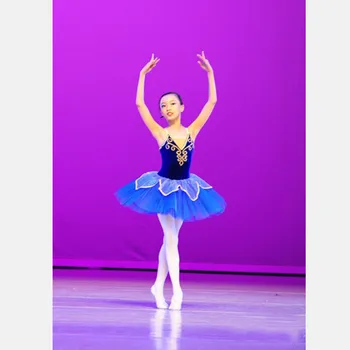 Custom Made Blue Flower Ballet Dresses,Girl Tutu Ballet Costumes Kids Girl Ballet Dress for Children Retail Wholesale HB1288 posh dream mickey cartoon kids girl dress for cosplay pink and hot pink dot minnie girl tutu dresses flower girl cosplay dress