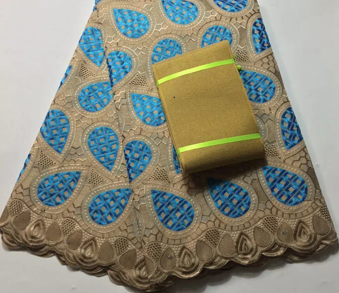 

High quality African Swiss Voile Lace Fabric with matching aso oke headtie African headwrap 2019 new arrival FAX029