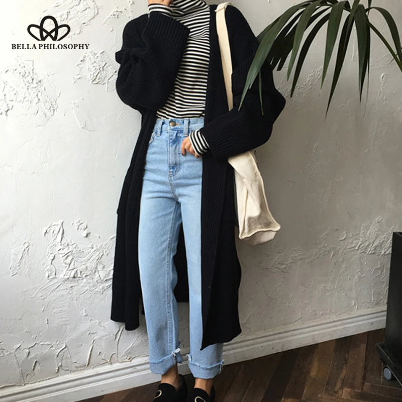 Wonder 2019 new Spring Autumn Long Knit Sweater Women Large Casual Open Stitch Clothing Sweater Loose Solid Warm Sweater
