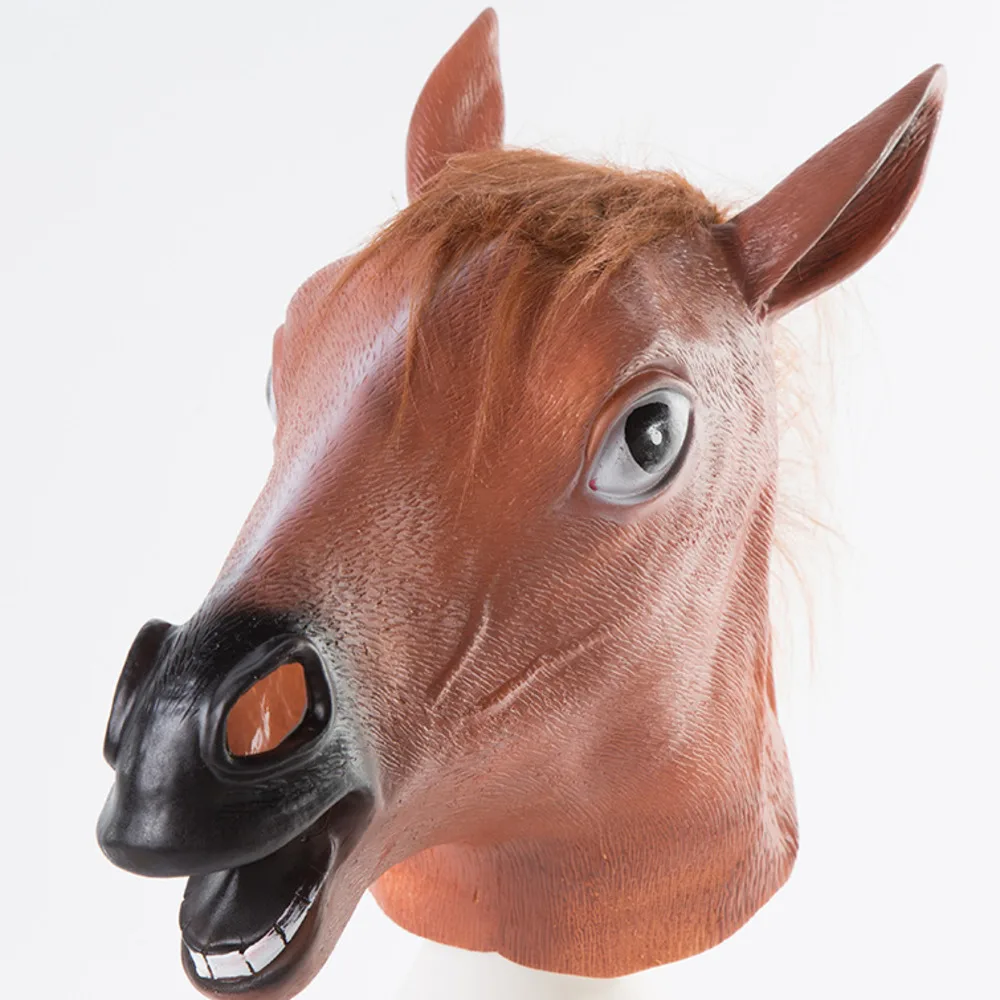 

Mask Horse Head Hot Vivid Creepy Full Face Latex Animal Party Mask Masquerade Halloween Costume Props Novelty Christmas Mask