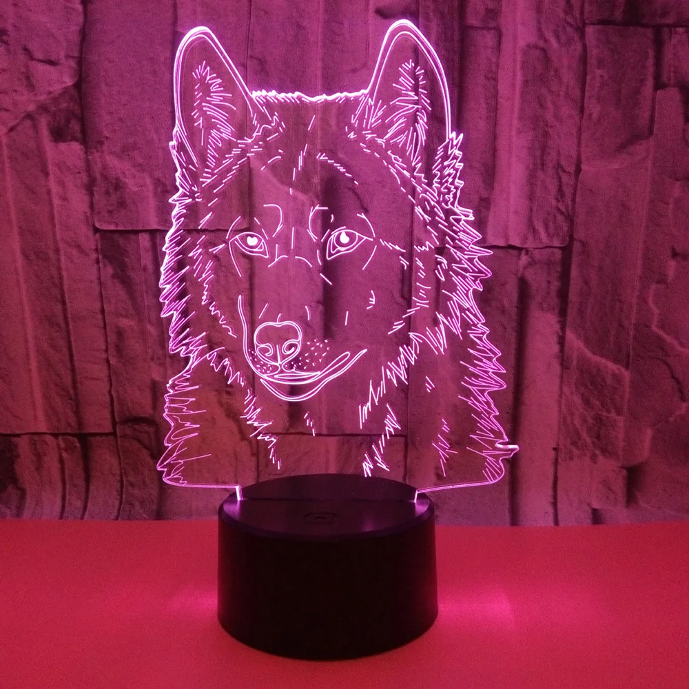Lâmpada de Mesa Lâmpadas para Sala Novo Lobo Lâmpada Colorida Toque Remoto Presente Estar Deco Enfant Chambre Nightlight 3d 17 Cheap Luminárias de mesa