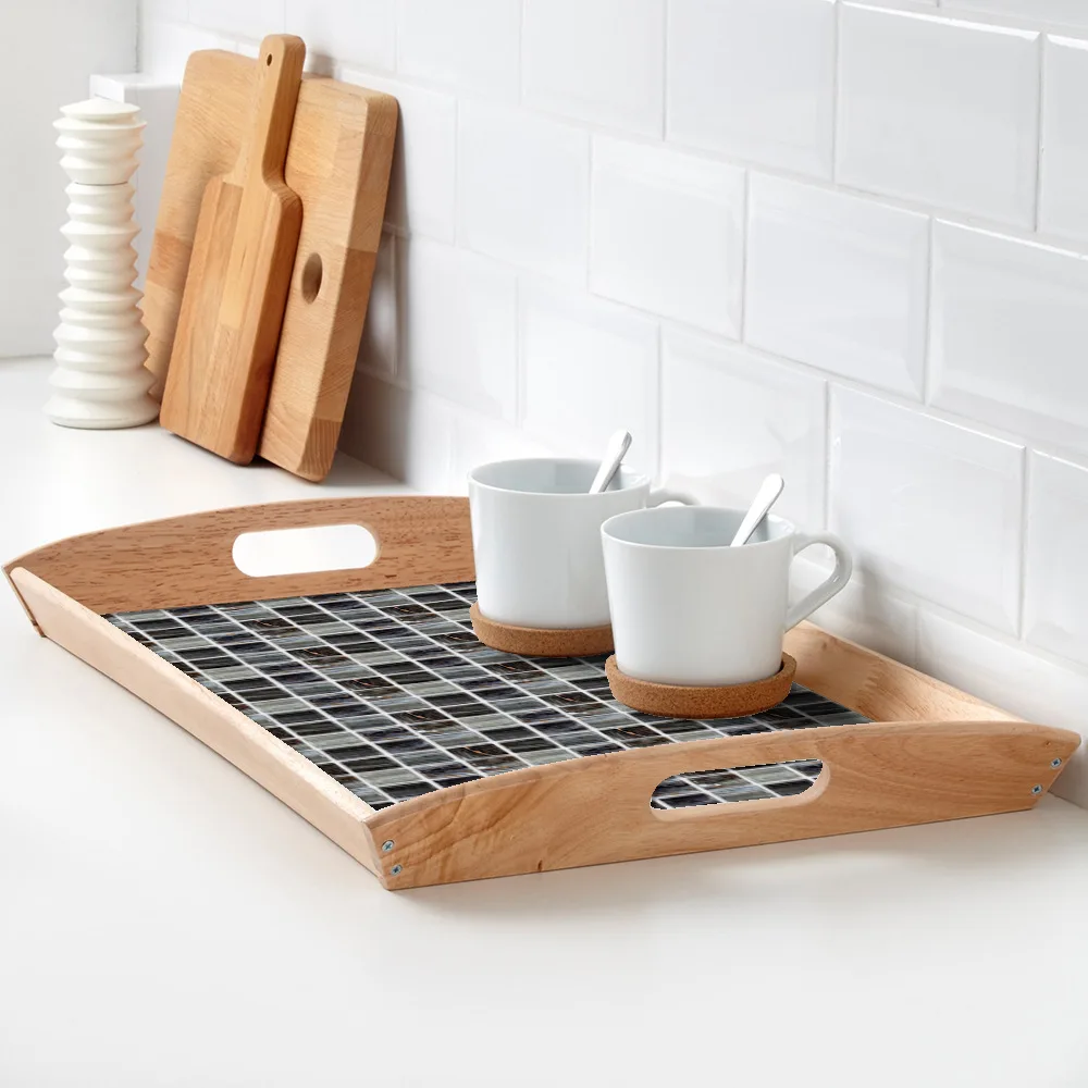 18Pcs/Set 3D Black Mosaic Self-adhesive Tiles Bathroom Kitchen Wall Stair Tiles Wall Sticker Waterproof PVC Wallpaper