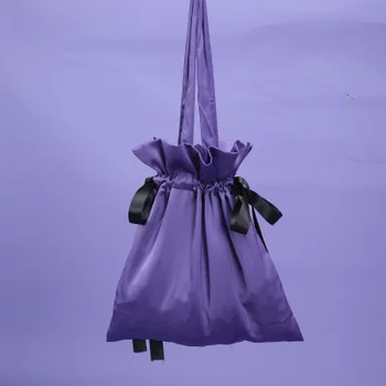 

Shoulder Bags Pure Color Simple Package Women Canvas Bags Casual Female Beach Bags Shopping Bag Ladies Tote string rope ribbon