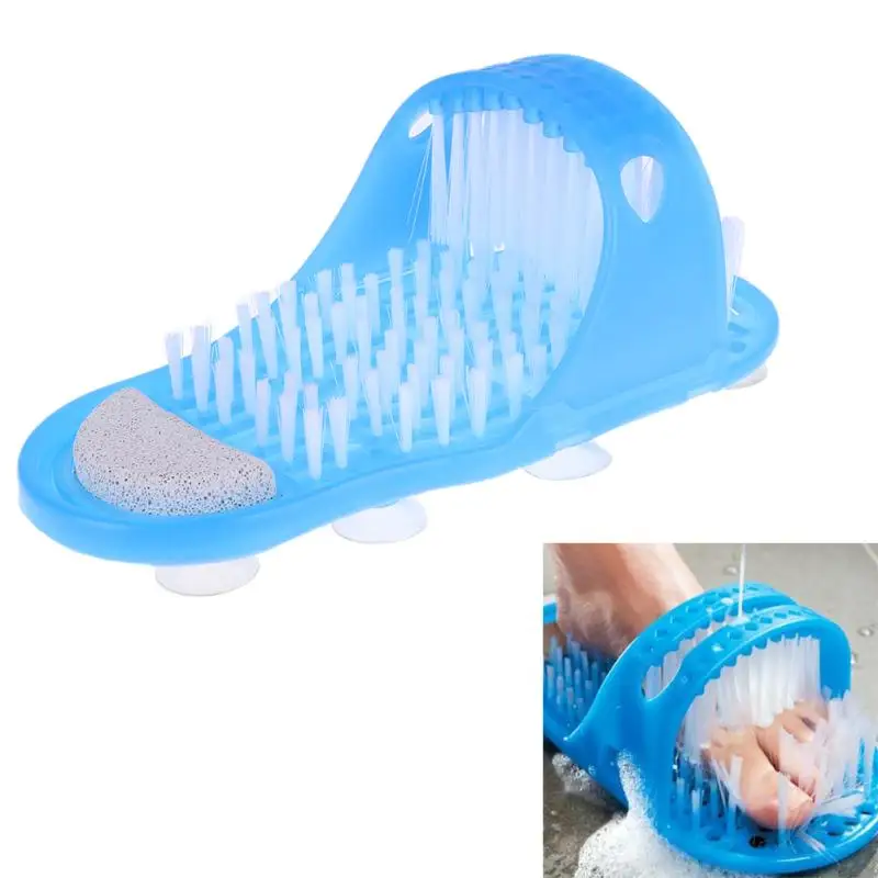 Hot Plastic Bath Shoe Shower Brush Foot Scrubber Shower Brush Massager Slippers Blue for Feet Pumice Foot Brush