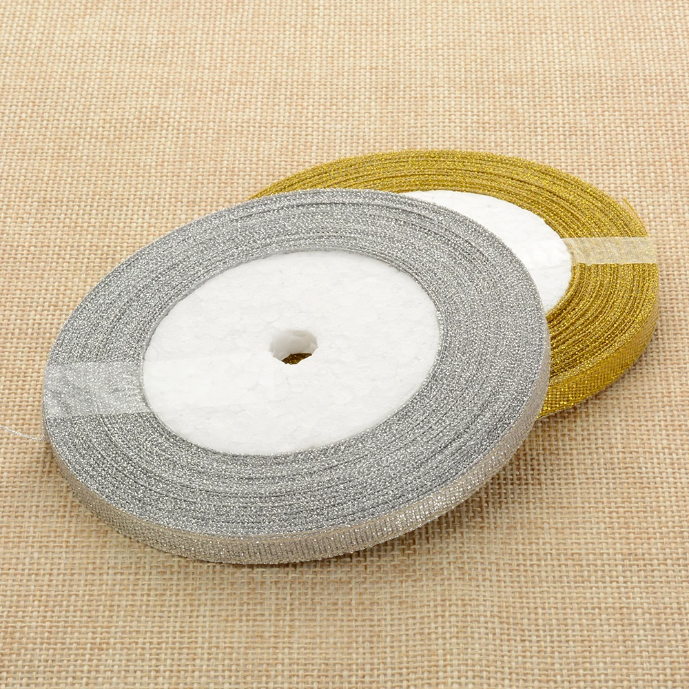 

Hot 25Yards 6mm Silver/Gold Silk Satin Ribbon Party Home Wedding Decoration Gift Wrapping Scrapbooking Craft Stationery DIY Tape