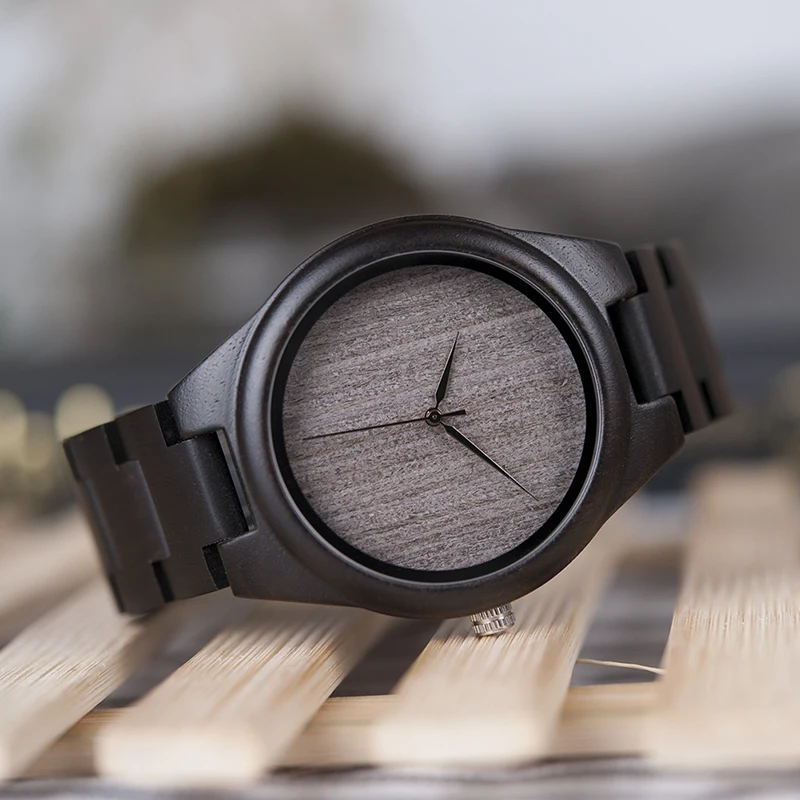 BOBO BIRD Watch Men Relogio Masculino Ebony Wooden Wood WristWatch Causal Quartz reloj hombre in Gift Box Custom logo