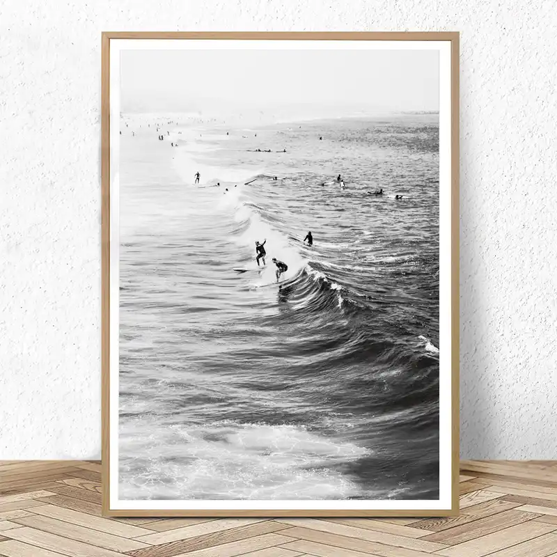 Gallery Wall Art Prints Black and White Palm Tree Surf Ocean Landscape