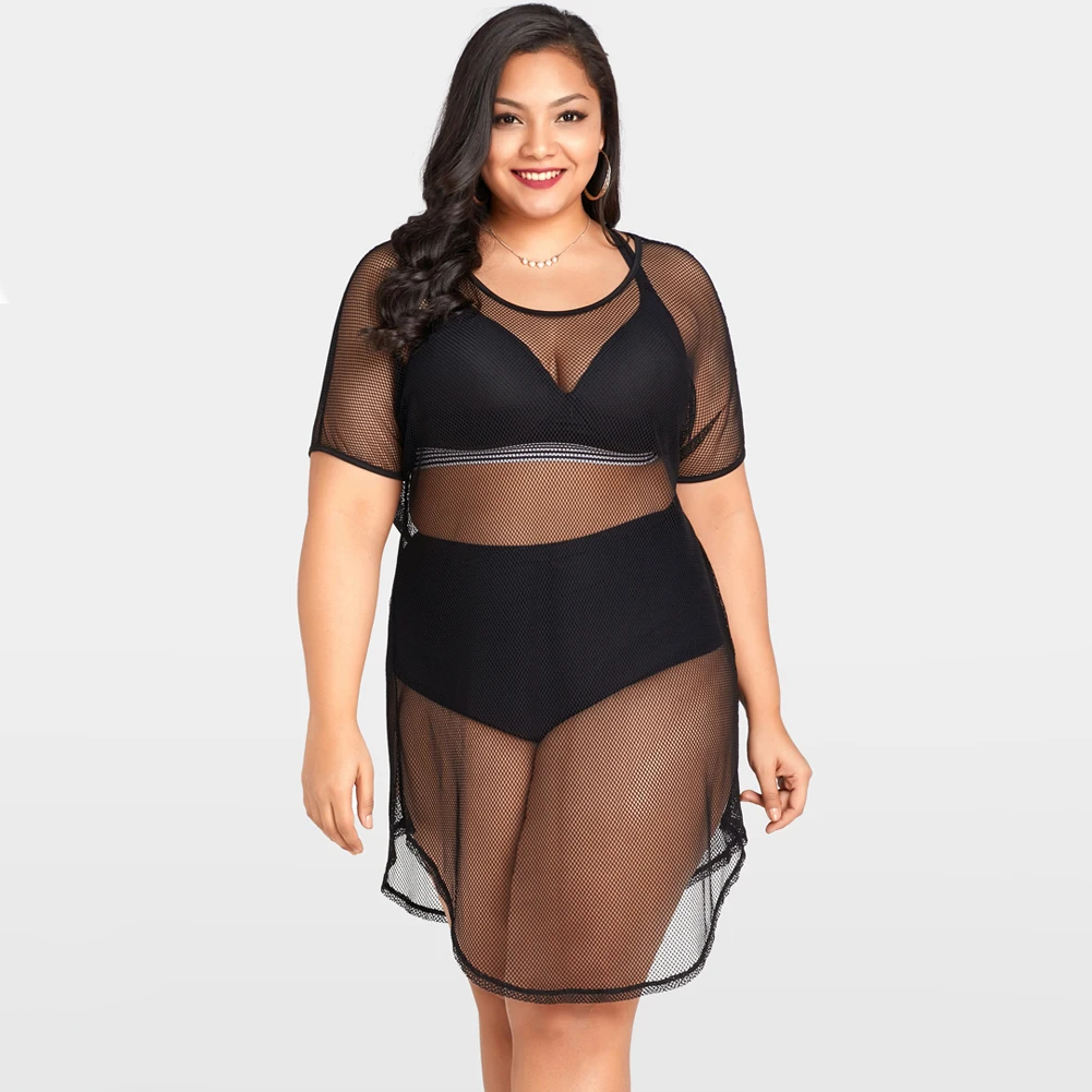 plus size net cover up