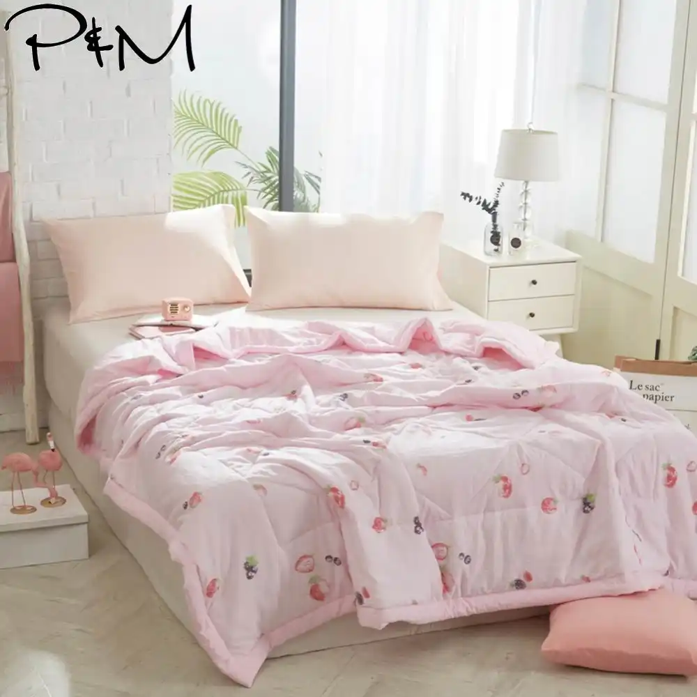 2019 Pink Strawberry Stitching Comforter Wash Polyester Fabric