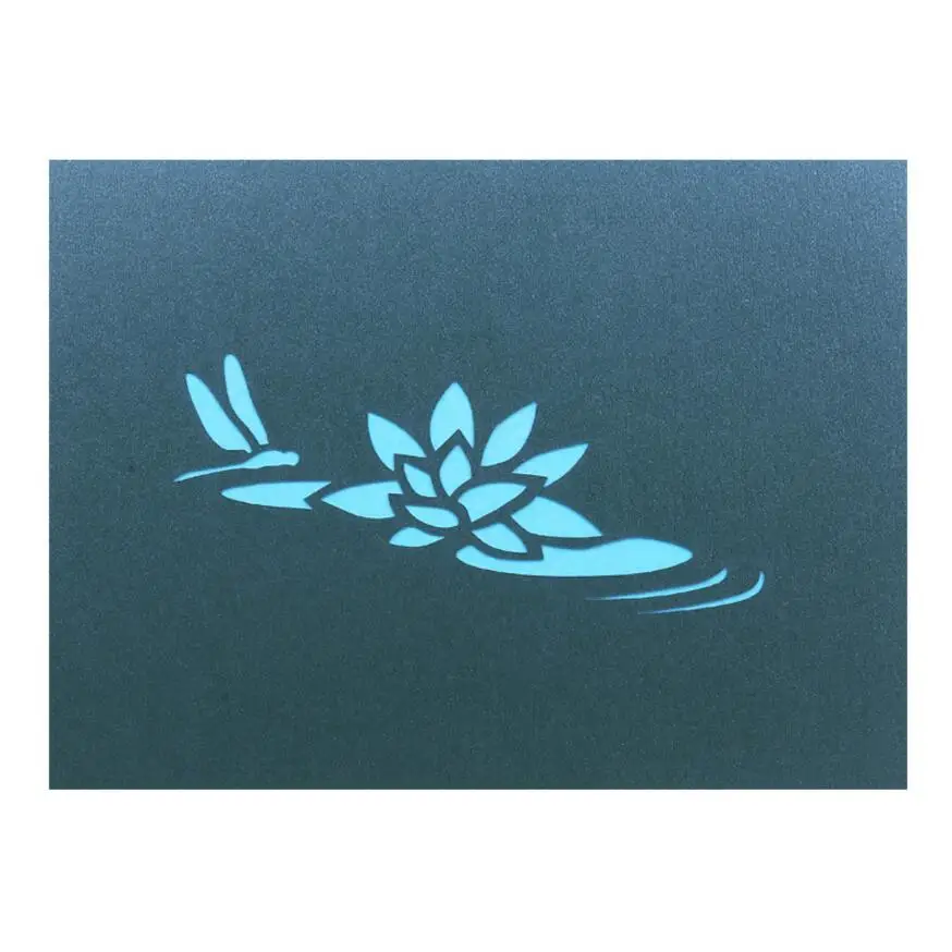 10pcs Handmade Kirigami Origami Dragonfly Lotus 3D Pop UP Greeting Cards Invitation card For Weddin - 33034718782