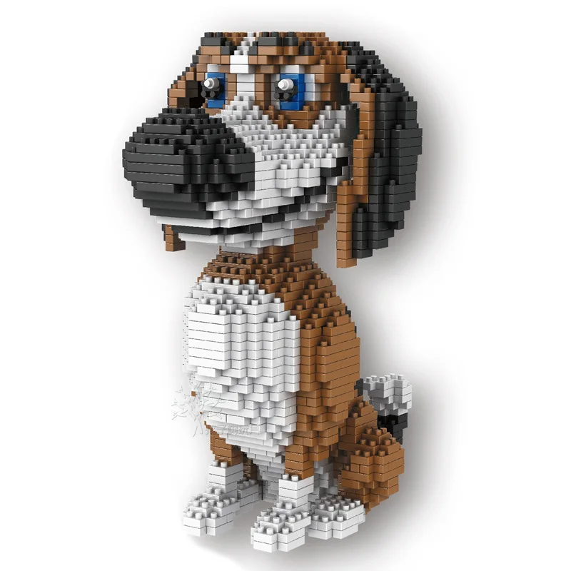 Najtaniej Kreskówka pies Mini blok Beagle Hound sznaucer jamnik owca pies DIY klocki do zabawy dla dzieci pudełko prezent