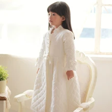 Хлопок, ночная рубашка в стиле принцессы, детский зимний халат, одежда для сна для девочек