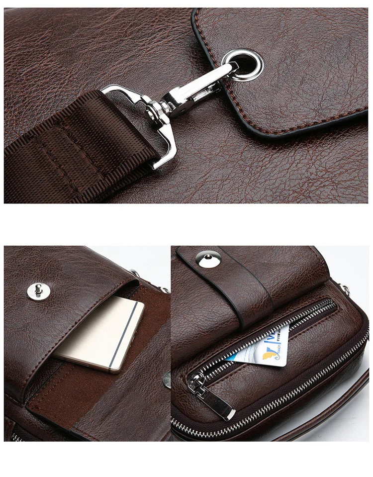 New Arrival Vintage PU Leather Casual Bag Designer Crossbody Bag Men High Quality Messenger Fashion Travel PU Leather Bag