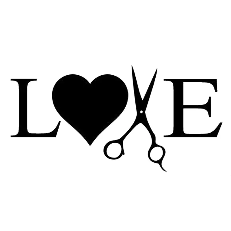 

17.8CM*8.9CM"LOVE" Hairdresser ,Hair Cutter, Stylist, Salon Decal Sticker Funny Car Styling Decoration Black Sliver C8-0704