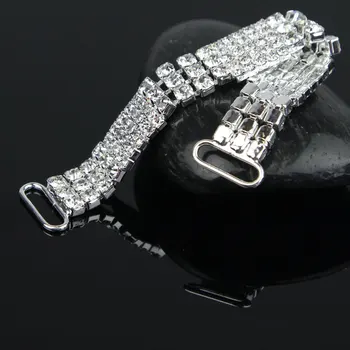 

30 Pcs 11.7*1.2cm Rhinestone Trim Crystal Bikini Swimwear Connectors Bling Bling Buckle For Swimwear