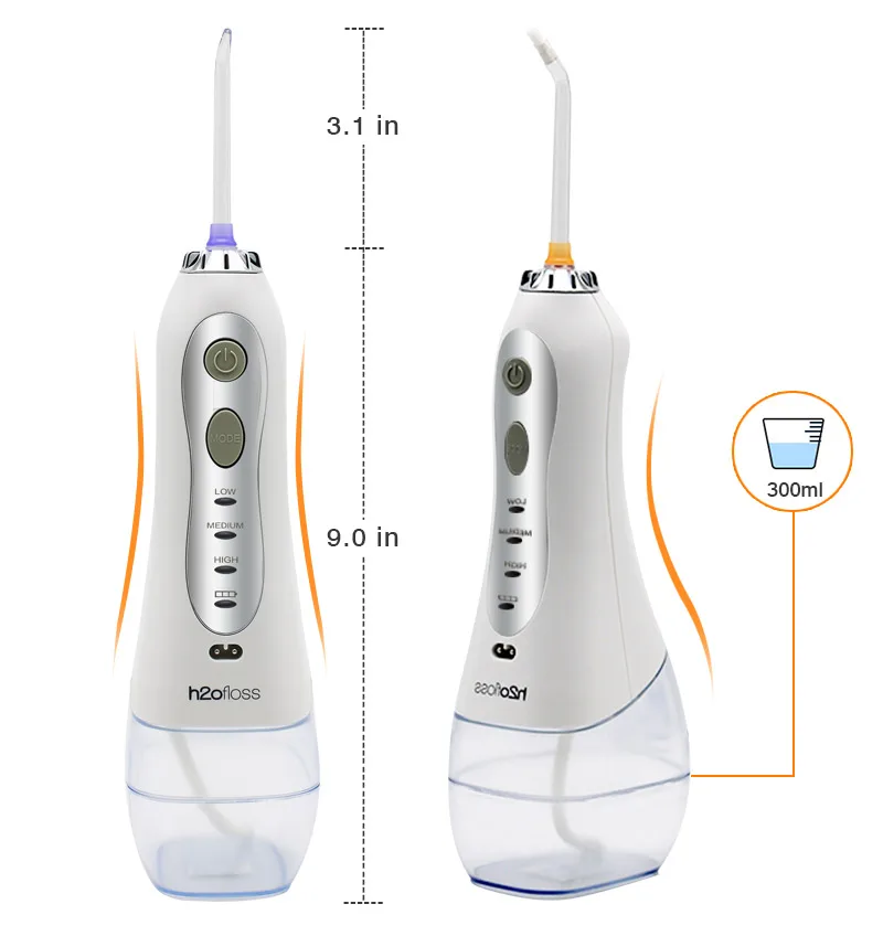 H2ofloss портативный ирригатор полости рта usb Перезаряжаемый водный Флоссер стоматологическая струя воды 300 мл резервуар для воды Водонепроницаемый очиститель зубов