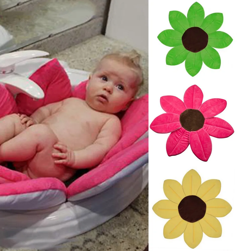 Us 16 99 Newborn Baby Bathtub Foldable Blooming Flower Shape Mat Soft Seat Infant Sink Shower Baby Flower Play Bath Sunflower Cushion Mat In Baby