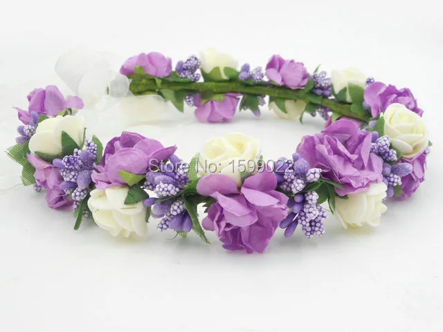 Purple Rose Crown Purple Wedding Rose Flower Crown Purple Floral Hair Crown Purple Flower Girls Flower Purple Boho Hair Wreath Purple Rose