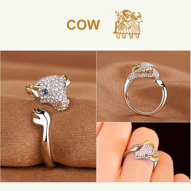 Crystal Lindo Cerdo Conejo Mono Forma Incrustaciones Anillo Crystal Lindo Cerdo Conejo Mono Forma Incrustaciones Anillo