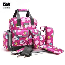 5PCS Suits Cute Hello Kitty Baby Diaper Bag Brand Waterproof Women Mummy Maternity Nappy Bags Tote