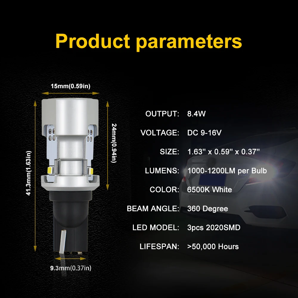 AUXITO W16W T15 LED Canbus Bulb Car Reverse Lights For BMW E90 E60 Audi A4 B6 B8 LED Car Light 921 912 Backup Exterior Lights AUXITO W16W T15 LED Canbus Bulb Car Reverse Lights For BMW E90 E60 Audi A4 B6 B8 LED Car Light 921 912 Backup Exterior Lights