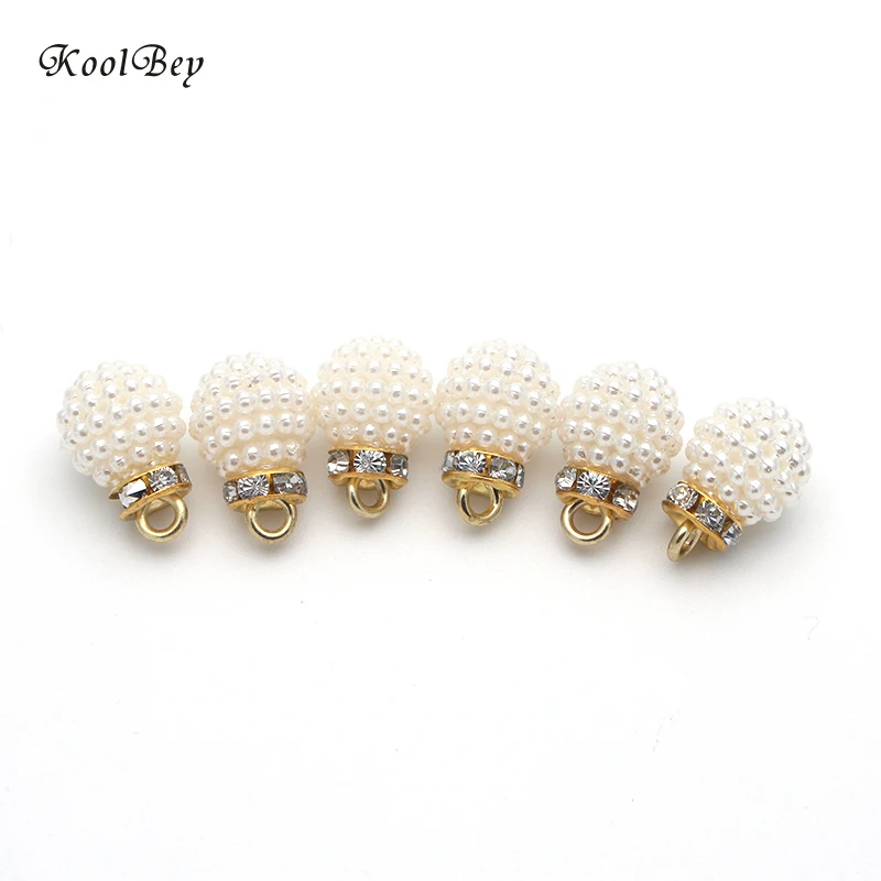 

5pcs/lot Crystal Round Pearl Buttons Shank Knot Rhinestones Sweater Buttons for Shirt Coat SC3512