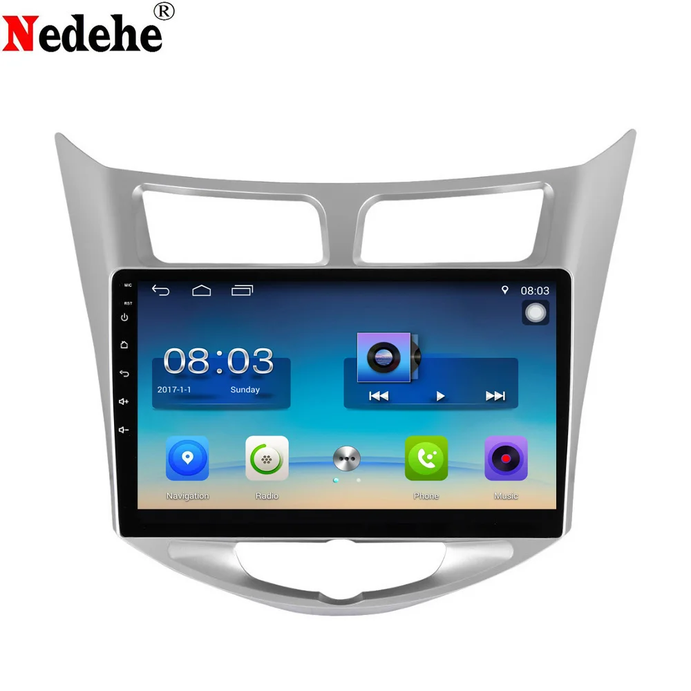 Автомагнитола 10 1 дюйма 4 ядра 2 ГБ + 32 Android 8 DVD GPS для Hyundai Verna Solaris Accent I25 | Автомобили и