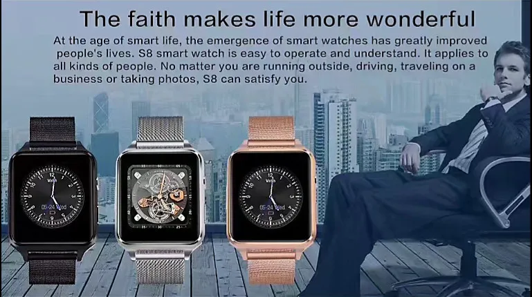 Новое поступление X6 Смарт-часы S8 с камерой сенсорный экран Поддержка SIM TF карта Bluetooth умные часы для iPhone Xiaomi Android телефон