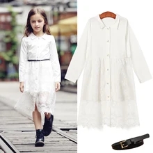 2017 Offre Spéciale Promotion Grande Fille Dentelle Robe Vêtements Solide Bohème Coton mi-mollet Plage Pleine Enfants Robes Pour 3-18y Filles