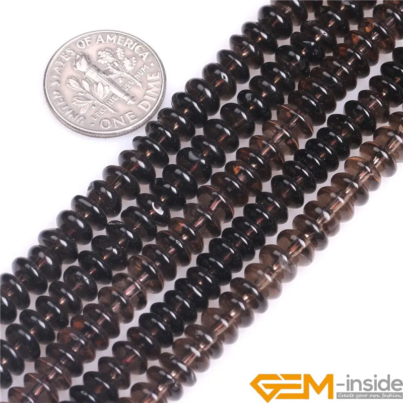 Натуральный Камень Rondelle Spacer Smoky Quartzs Бисер для изготовления ювелирных изделий Strand