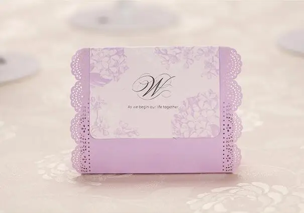 

New Design Promotion 50pcs/lot Romantic Purple With Hollow Out Lace Candy Box European-style Hot Selling
