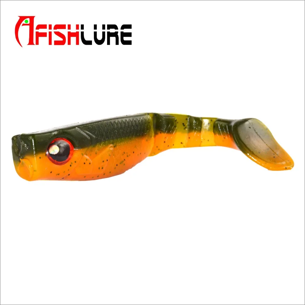  6.5g/88mm Bicolor T Tail Soft Fish Soft Bait Fish Shad Manual Silicone Bass Minnow Bait Swim baits 