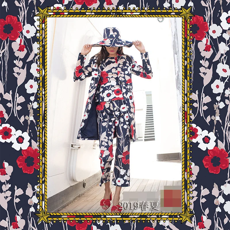 

2019 spring and summer fashion week new polyester printed fabric 145cm wide dress shirt parent-child clothing cloth pre-sale