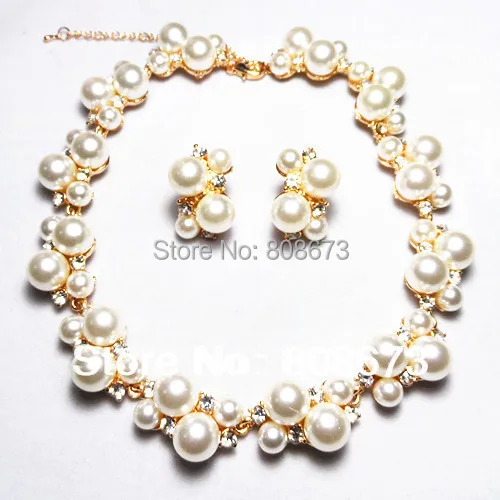 Good Quality!!Gold Tone Wedding Bridesmaid Cream Pearl And Crystal