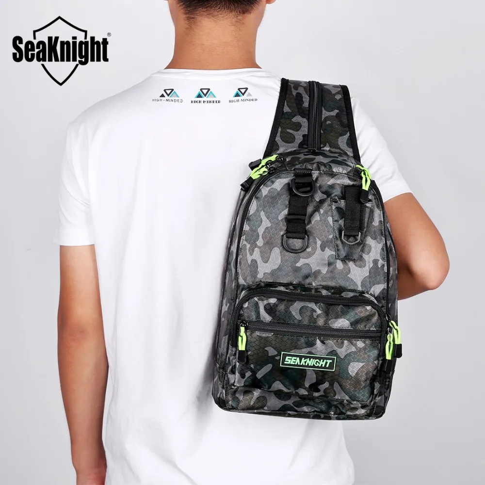 SeaKnight SK005 водонепроницаемая рыболовная сумка многоцелевой рюкзак 4 слоя 1000D нейлоновая сумка для рыбалки на открытом воздухе сумка для рыболовных снастей камуфляж/черный
