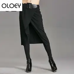 OLOEY 2018 новая весенняя мода прилив черный тонкий поддельные двойка оригинальные штаны для женщин универсальные Свободные Повседневное W521