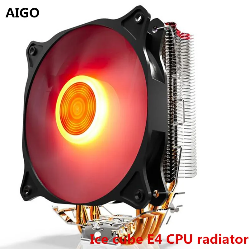

AIGO Patriot ice cream E4 fan ice light version CPU fan AMD 775 1155 desktop 4 copper tube fan 775 1155