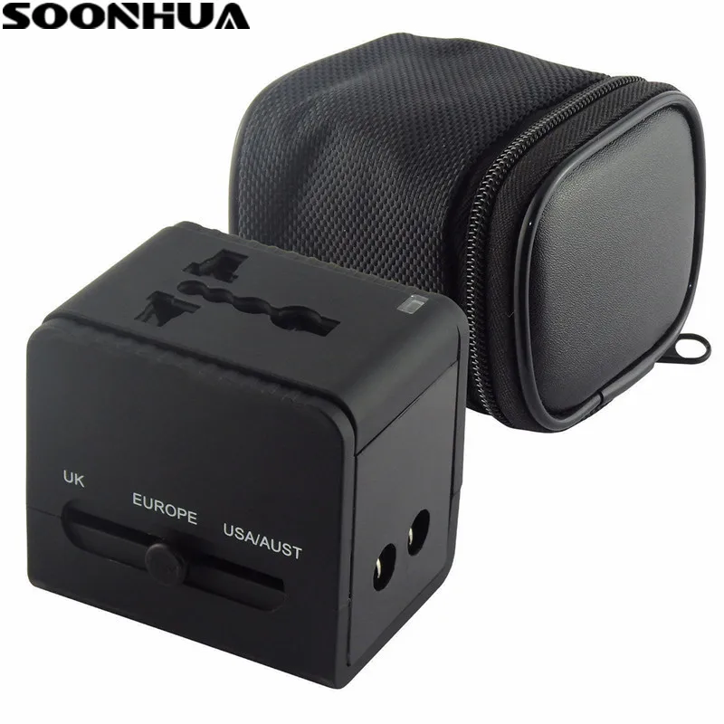 

SOONHUA Electric Plug Power Socket Adapter International Travel Adapter Universal Dual USB Socket Charger Converter EU UK US AU