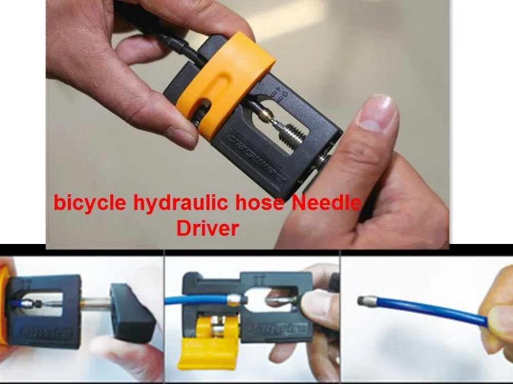 Cheap 1set Bicycle chain cycle hydraulic hose Needle Driver for shimano SRAM AVID Magura Hope Formula bike hydraulic hose repair tool 4