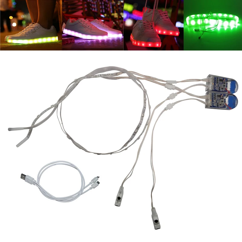 Waterproof Led Strip Light 1pair Usb Charging Rechargeable Battery Waterproof Led Strip Light 1pair Usb Charging Rechargeable Battery Ed 3v Smd3528 Rgb 60cm 24 Tape For Diy Shoes Gift