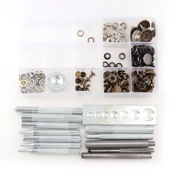

14Pcs Metal Tool Set Leather Craft Tools Snap Rivet Fastener Buttons Installation Tool Kit Hand Punch DIY Material Accessories