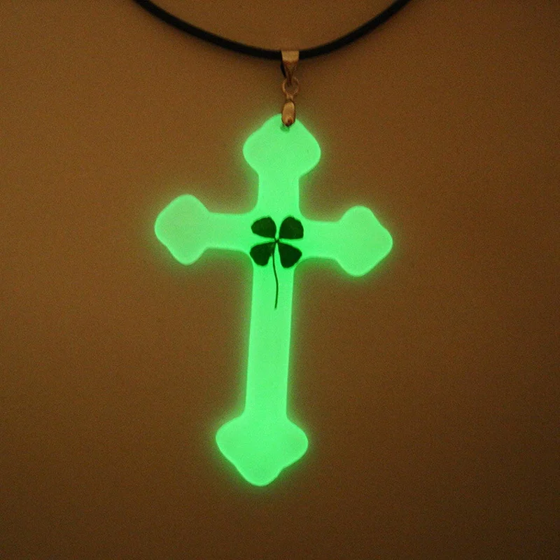 Lucky Shamrock ирландский четырехлистный клевер светится в темноте крест подвеска