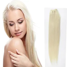 16″ 100g #60 Blonde Brazilian Virgin Hair Weft Weaving Straight Human Hair Extensions Weft Bundles Virgin Human Hair Wavy Wefts