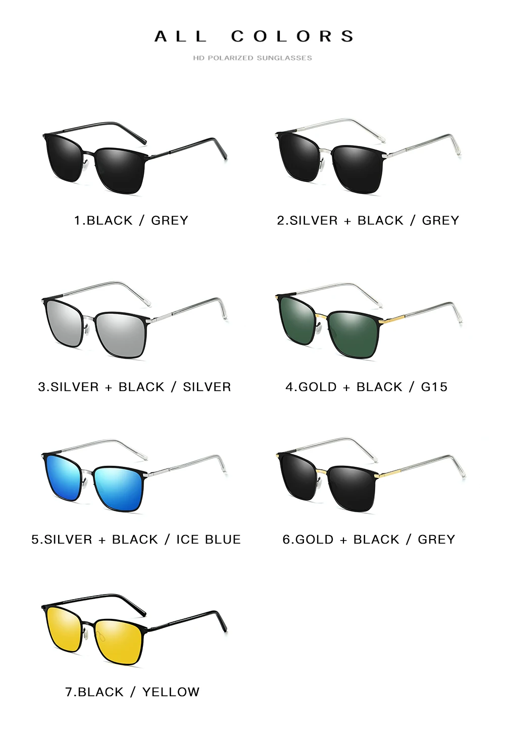 RoShari новые мужские классические квадратные поляризованные солнцезащитные очки водителя очки ночного видения Спортивное Вождение на открытом воздухе солнцезащитные очки UV400