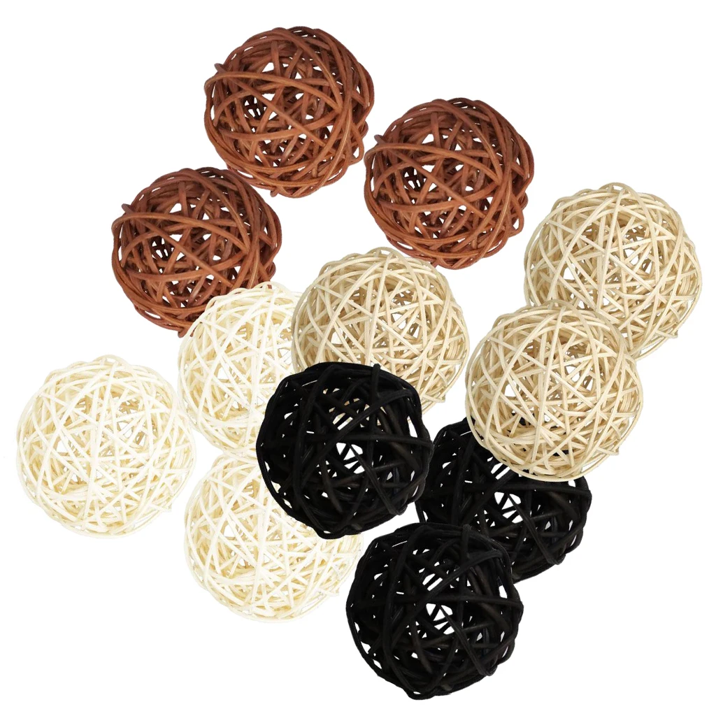 3Pcs Decorative Wicker Balls Spheres Rattan Twig Balls DIY Christmas Decor
