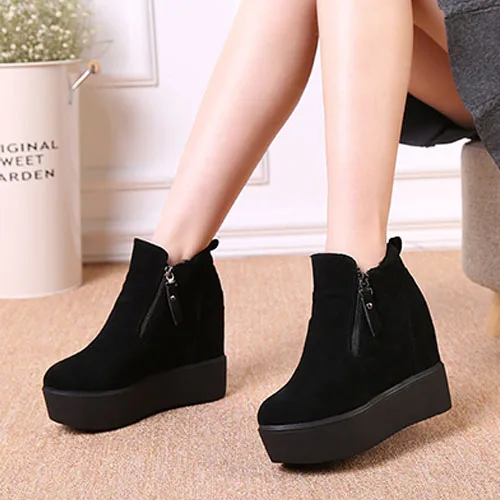 Tanie 2020 moda ciepłe damskie buty zimowe na platformie buty na zamek błyskawiczny damskie zimowe buty z futerkiem Ladie botki n231