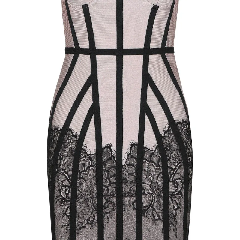 Женское Бандажное платье XIKOI Клубное на тонких бретельках с кружевами лето
