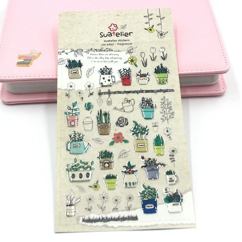 Creative Three dimensional Fragrance Pot Diary Stickers Planner Sticky