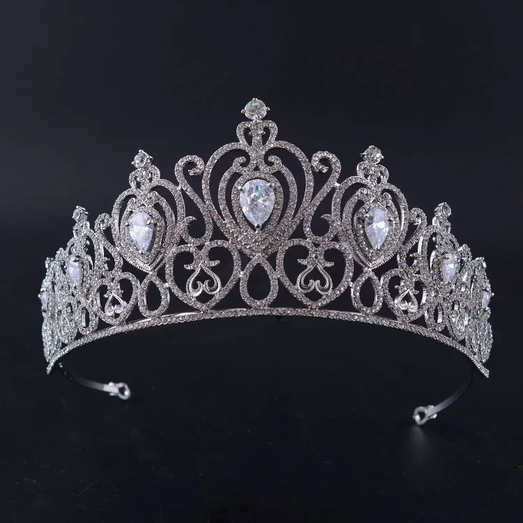 

Luxury Cubic Zircon Crown Bridal Tiara Diadem Rhinestone Pageant Wedding Hair Accessories Bride Headpieces for Women