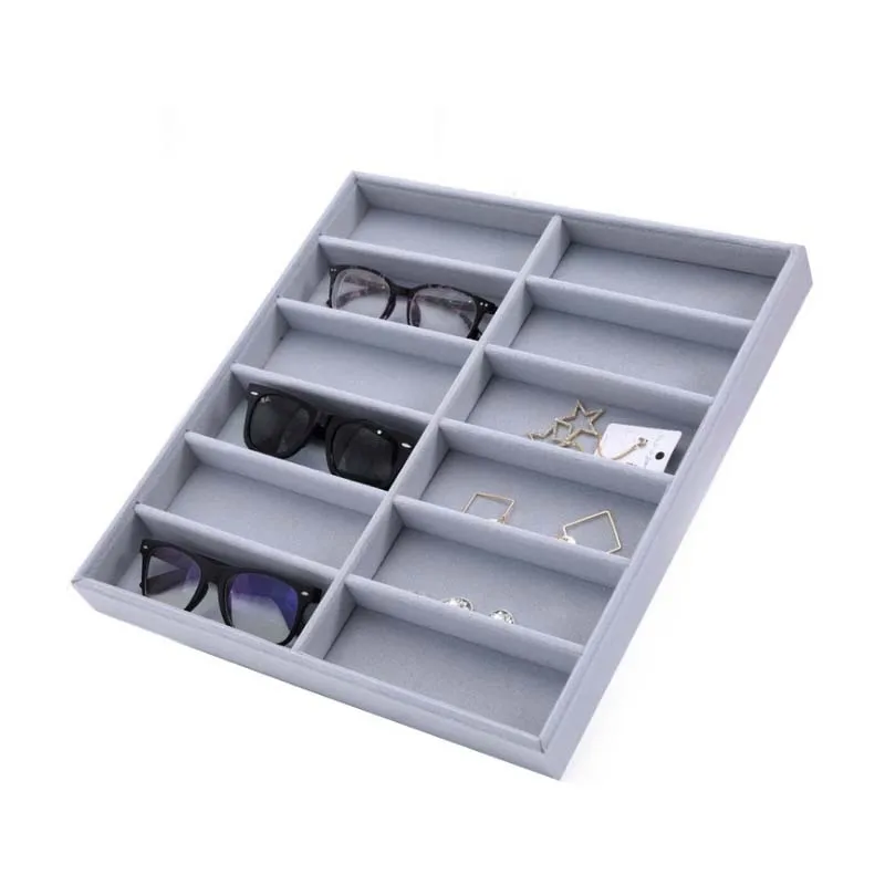 

Gray Fannel12 Checks Sunglasses Box Eyewear Organizer Display Case Collector Eyeglass Box Sunglasses Storage Box